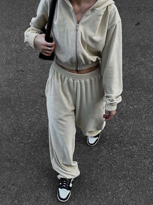 'June' Zip Up Hoodie and Pants Set - Celes Fashion